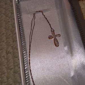 Rose gold diamond cross